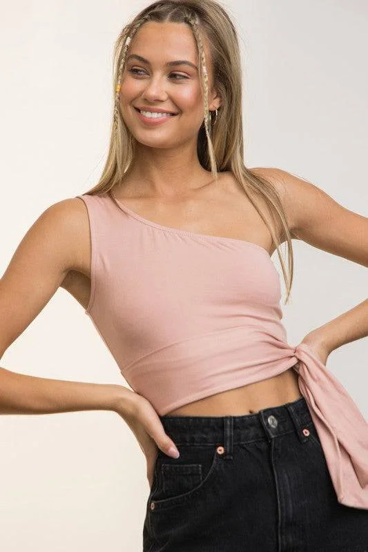 Merry One Shoulder Tank lavender tank top