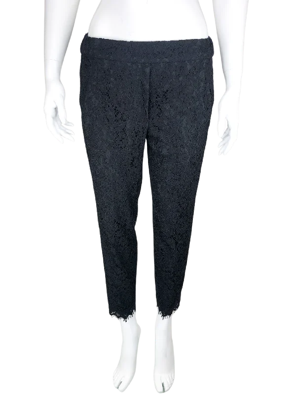 J. Crew, Women's Lace Ankle Pant, Black, Size 0 Casual Yoga Pants
