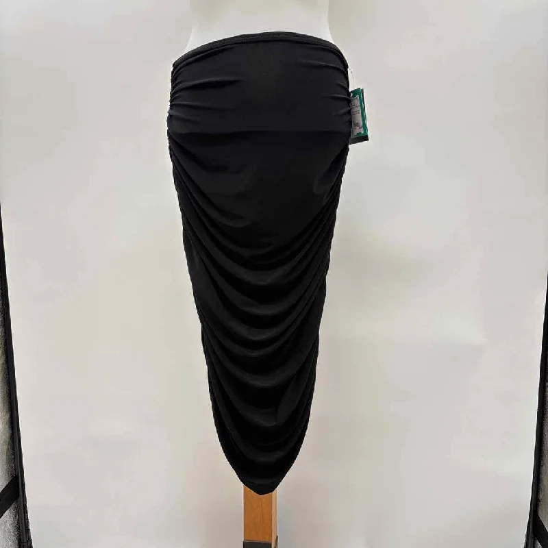 Norma Kamali Women's Size L Black Solid Skirt a-line skirt cut