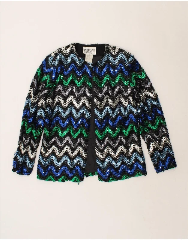 VINTAGE Womens Open Blazer Jacket UK 6 XS Multicoloured Chevron Satin Jacket Silk Jacket Chiffon Jacket VINTAGE Womens Open Blazer Jacket UK 6 XS Multicoloured Chevron Satin Jacket Silk Jacket Chiffon Jacket