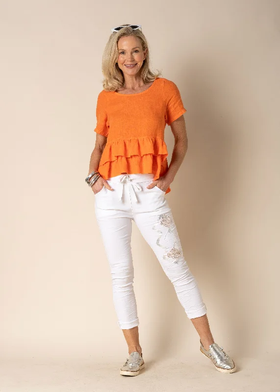 Sara Pants in White Slim-Fit Leggings
