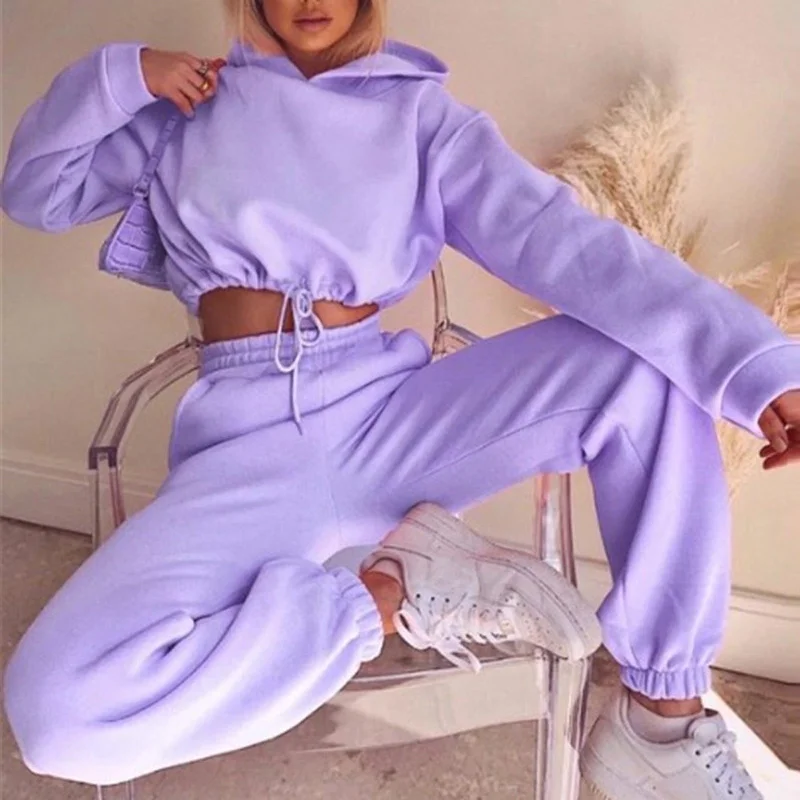 Women Sports 2 Pieces Set Sweatshirts Pullover Hoodies Pants Suit 2020 Home Sweatpants Trousers Outfits Solid Casual Tracksuit Hoodie with Velcro Closure Adjustable Secure Women Sports 2 Pieces Set Sweatshirts Pullover Hoodies Pants Suit 2020 Home Sweatpants Trousers Outfits Solid Casual Tracksuit Hoodie with Velcro Closure Adjustable Secure