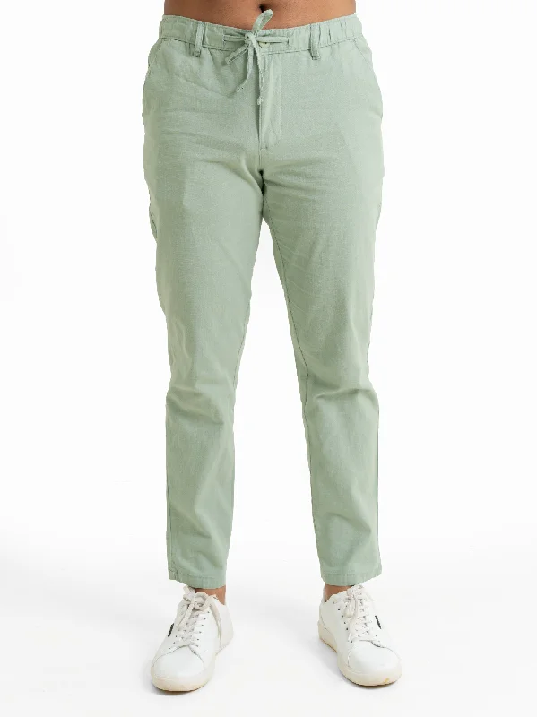 DEEDAT TUSCAN HUES Slim Fit  Casual Pant - Mint Green Classic Chino Pants