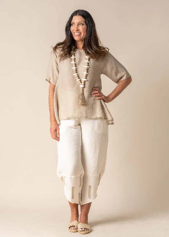Nerida Pant in Cream Elegant High-Waist Pants