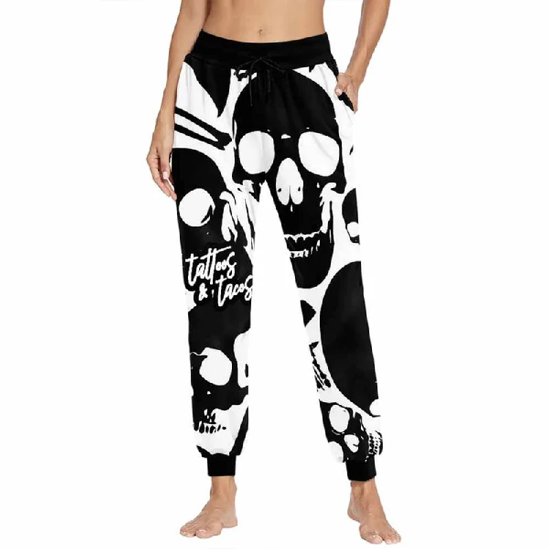 Skull Tattoos And Tacos Elastic Casual Pants Relaxed Linen Pants
