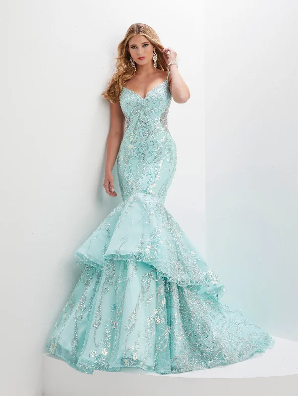 Sequin Print Tiered Mermaid Dress by Panoply 14150 Turtleneck Warm Winter