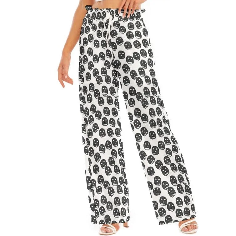 Women's Skulls Waist Fungus Edge Wide-leg Pants Elegant High-Waist Pants
