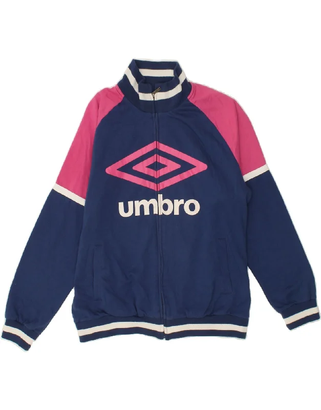 UMBRO Womens Graphic Tracksuit Top Jacket UK 18 XL Navy Blue Colourblock Boat Neck Shawl Collar Notched Collar UMBRO Womens Graphic Tracksuit Top Jacket UK 18 XL Navy Blue Colourblock Boat Neck Shawl Collar Notched Collar