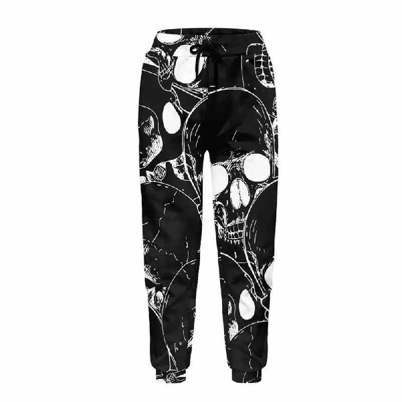 Skull Print Elastic Casual Pants Classic Straight-Leg Pants