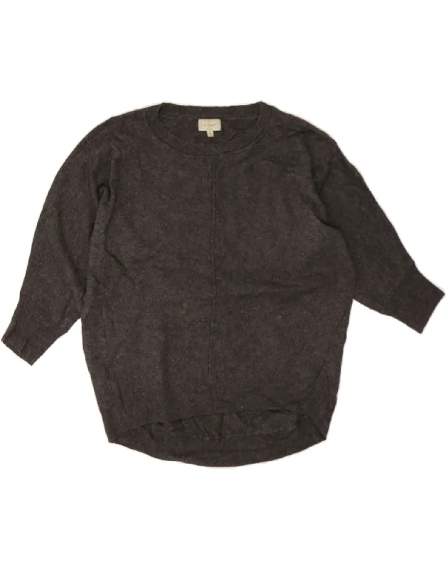 JIGSAW Womens 3/4 Sleeve Crew Neck Jumper Sweater UK 14 Medium Grey Wool Zippered Front Buttoned Front Snap Front JIGSAW Womens 3/4 Sleeve Crew Neck Jumper Sweater UK 14 Medium Grey Wool Zippered Front Buttoned Front Snap Front