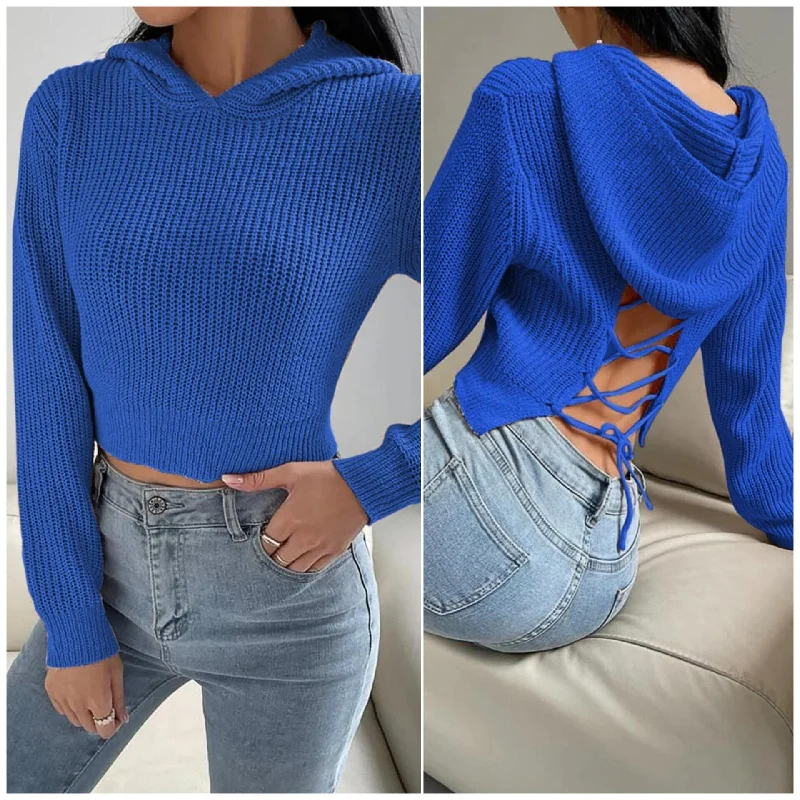 Women's Knitted Hoodies Sweater - HS03 Spandex Rayon Corduroy
