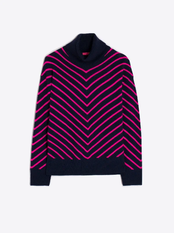 Hot Pink & Blue Striped High Neck Sweater Nylon Fabric Polyester Fabric Spandex Fabric Hot Pink & Blue Striped High Neck Sweater Nylon Fabric Polyester Fabric Spandex Fabric