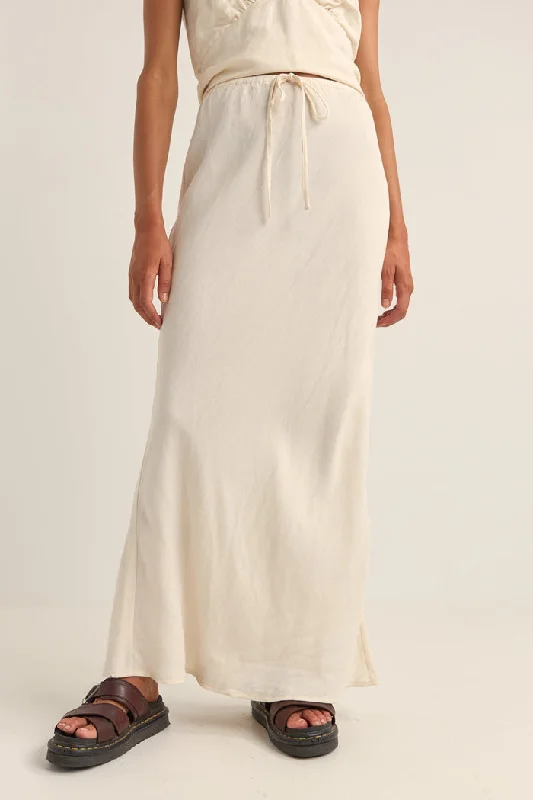 Rhythm Bias Cut Maxi Skirt - CREAM wool skirt thick