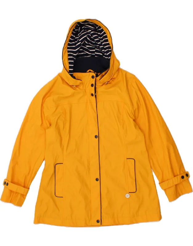 PACO Womens Hooded Rain Jacket UK 14 Medium Yellow Polyester Wool Fabric Cashmere Fabric Tweed Fabric