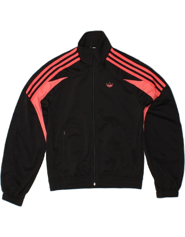 ADIDAS Womens Tracksuit Top Jacket UK 4 XS Black Colourblock Polyester Tiered Jacket Buttoned Jacket Zippered Jacket