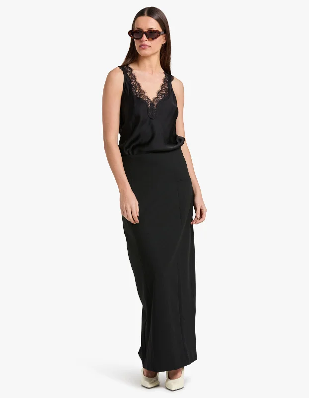 Harlow Maxi Skirt - Black low waist skirt