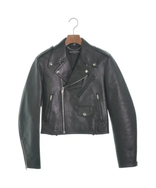 BALENCIAGA Motercycle Jackets A-Line Jacket Boat Neck Shawl Collar
