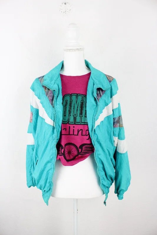 Vintage Blue Winterset Jacket (M) Knit Fabric Woven Fabric Fleece Fabric
