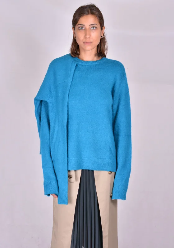 ROKH R3CA20 MH MOHAIR DOUBLE KNIT SWEATER ELECTRIC BLUE Fitted Slim Tailored