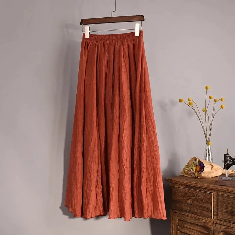 Summer Thin Fashion Cotton Linen Skirt Women M S4517857 velvet skirt glossy