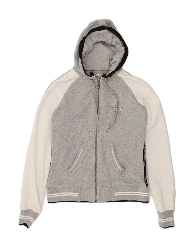 CHAMPION Womens Zip Hoodie Sweater UK 10 Small Grey Colourblock Layered Multi-layer Single Layer