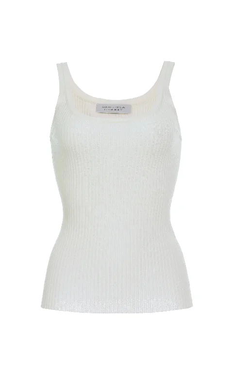 Alicia Knit Tank Top in Ivory Merino Wool lounge tank top