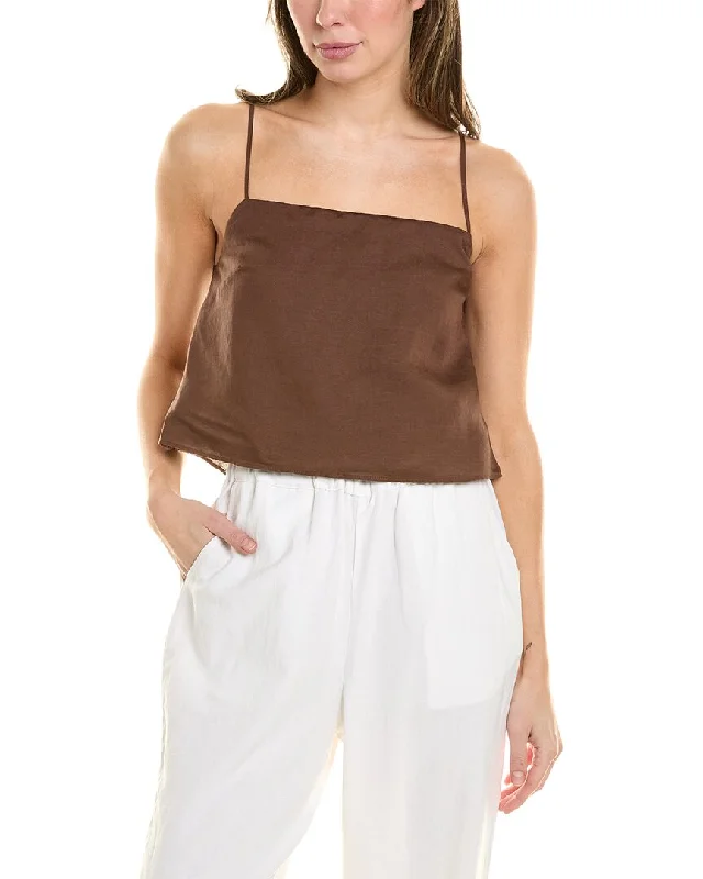 Onia Air Linen-Blend Square Neck Tank lime green tank