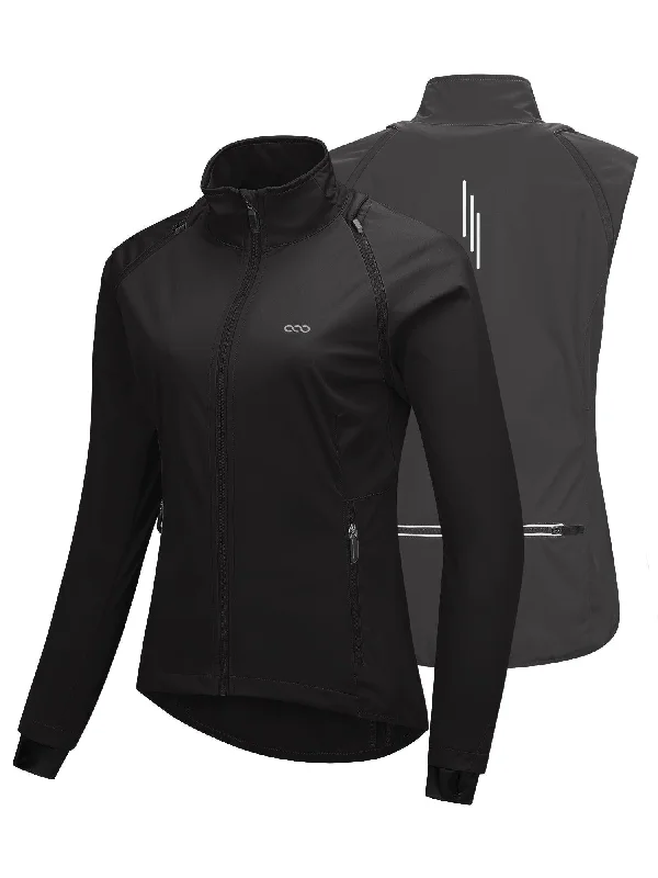 Women's Zip Up Lightweight Athletic Workout Yoga Cycling Track Running Jacket Waterproof Windproof Reflective Welt Pockets Slit Pockets Flap Pockets