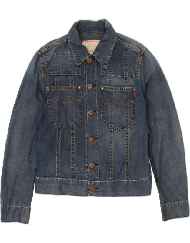 REPLAY Womens Denim Jacket UK 16 Large Blue Cotton Cotton Fabric Linen Fabric Terry Fabric REPLAY Womens Denim Jacket UK 16 Large Blue Cotton Cotton Fabric Linen Fabric Terry Fabric