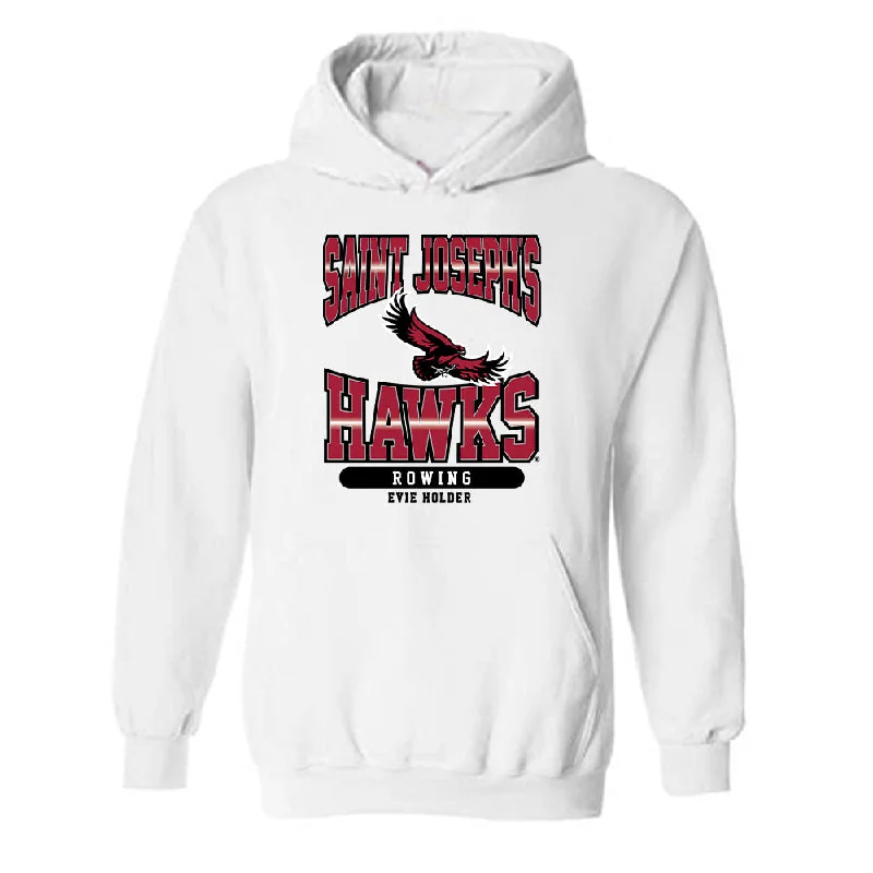 St. Joe's - NCAA Women's Rowing : Evie Holder - Sport Shersey Hooded Sweatshirt Hoodie with Color Block Contrast Stylish St. Joe's - NCAA Women's Rowing : Evie Holder - Sport Shersey Hooded Sweatshirt Hoodie with Color Block Contrast Stylish