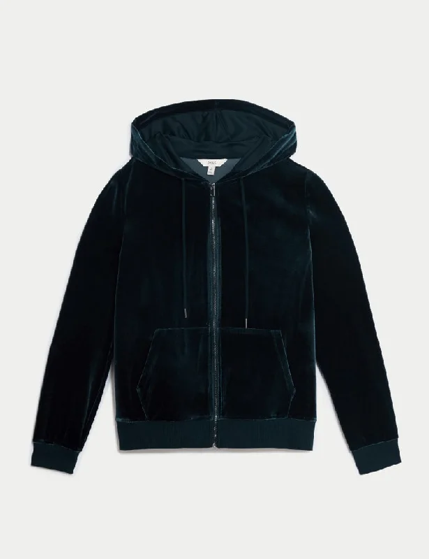 Velour Hoodie Hoodie with Oversized Fit Loose Comfortable