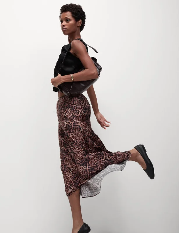 Satin Animal Print Maxi Slip Skirt lace skirt romantic
