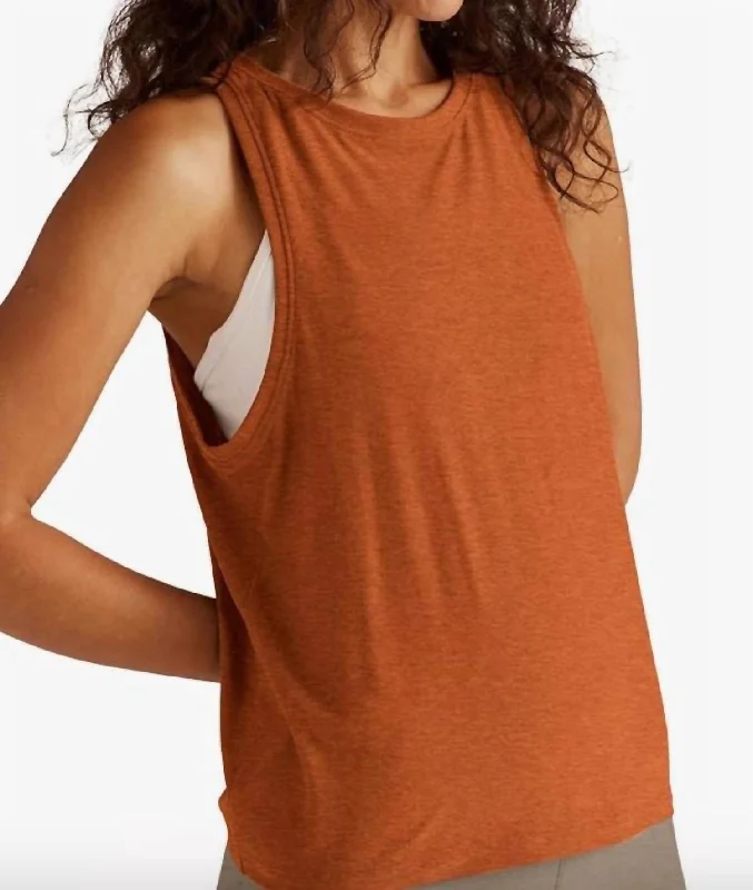 Featherweight Rebalance Tank In Warm Clay Healther cotton tank top