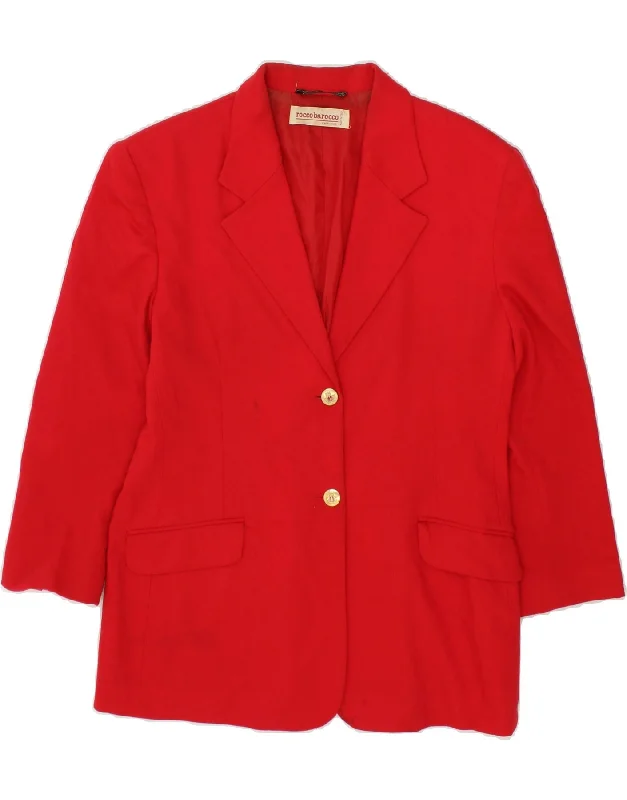 ROCCOBAROCCO Womens 2 Button Blazer Jacket UK 12 Medium Red Faux Fur Fabric Real Fur Fabric Shearling Fabric ROCCOBAROCCO Womens 2 Button Blazer Jacket UK 12 Medium Red Faux Fur Fabric Real Fur Fabric Shearling Fabric