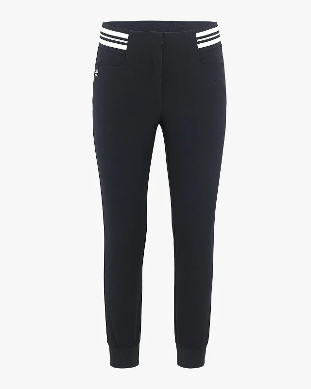 Waist Banding Detailed Jogger Pants - Black Casual Wide Pants