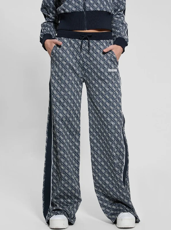 Blue Logo Sarah Wide Pant Comfortable Jogging Pants