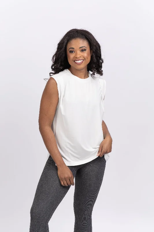 Varley Calgary Boxy Tank Cloud Dancer sleep tank top