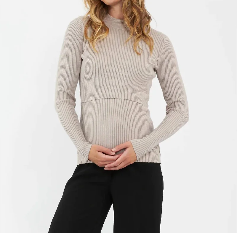 Lift Up Nursing Knit Sweater In Ivy Transparent Opaque Sheer