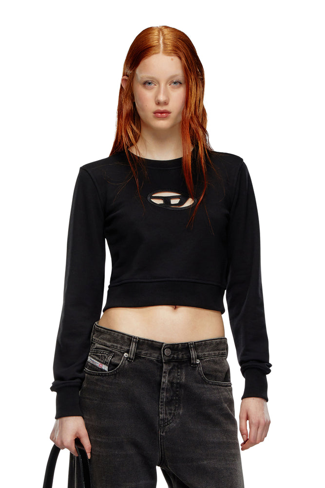 Cropped sweatshirt with cut-out logo Hoodie with Velcro Closure Adjustable Secure