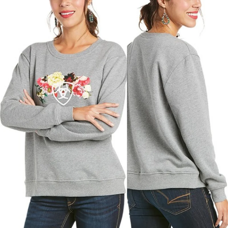 Ariat Womens REAL Carnation Sweatshirt-HEATHER Hoodie with Exposed Zipper Edgy Industrial