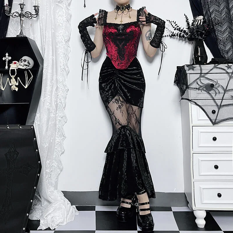 Gothic Pattern Tank Top Skirt Set strappy tank top