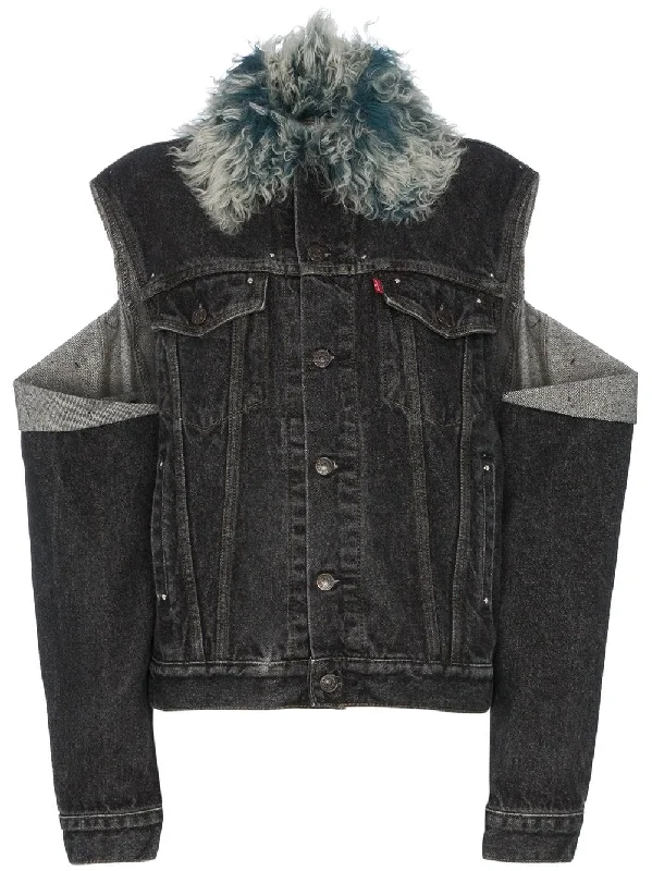 shearling collar cut out denim jacket Print Jacket Jacquard Jacket Embroidered Jacket shearling collar cut out denim jacket Print Jacket Jacquard Jacket Embroidered Jacket