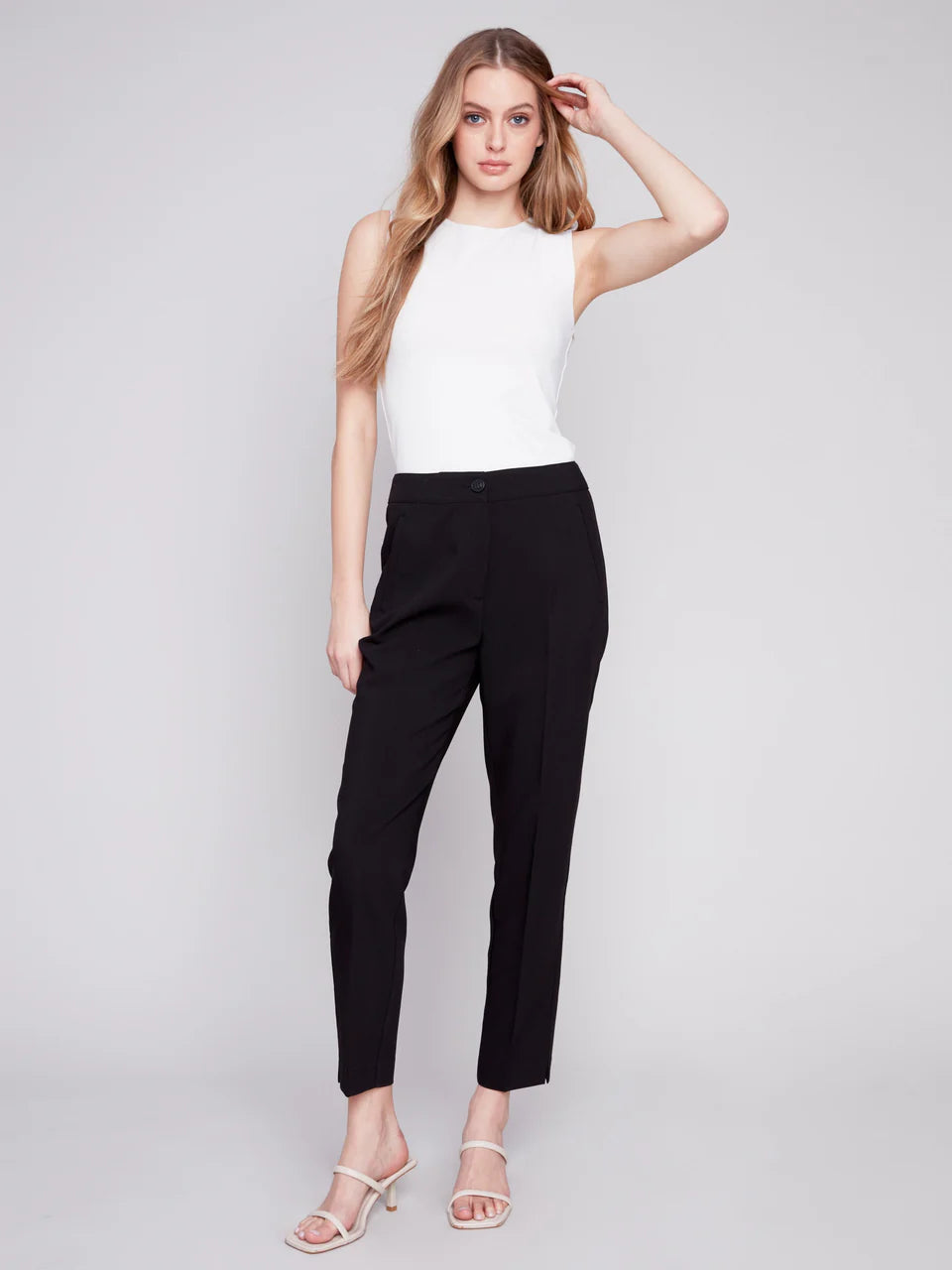 Cropped Pant with Welt Pocket Slim-Fit Khaki Pants