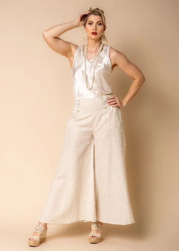 Estella Linen Blend Pants in Latte Slim Fit Casual Pants