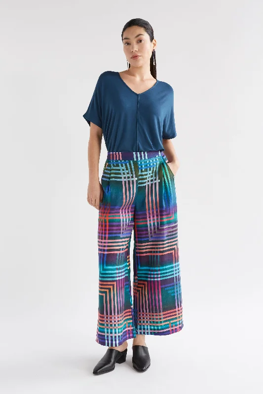 Ilona Light Linen Print Pant Elegant High-Waist Pants