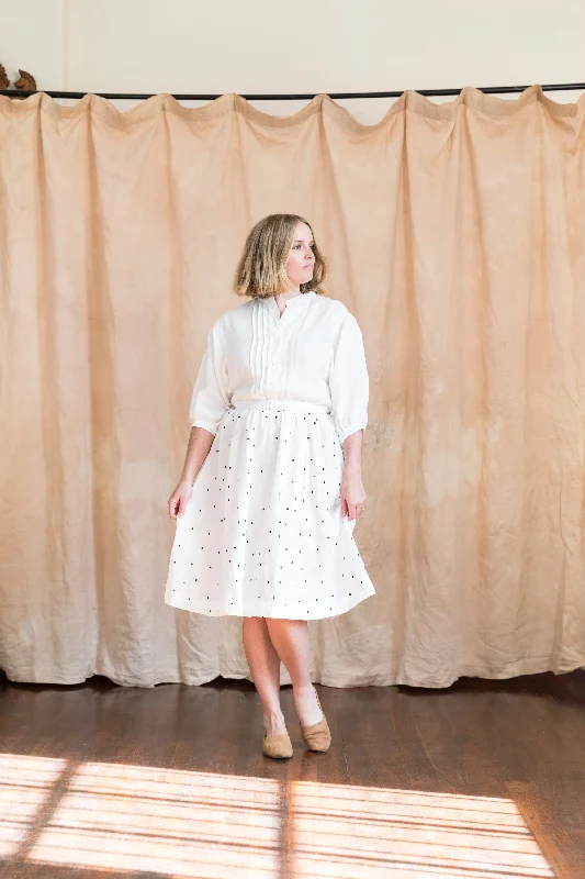 White with Navy dots