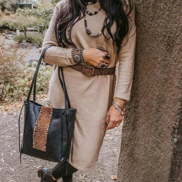 The Tahoe Sweater Dress Notch Collar Peter Pan Collar Cowl Neck