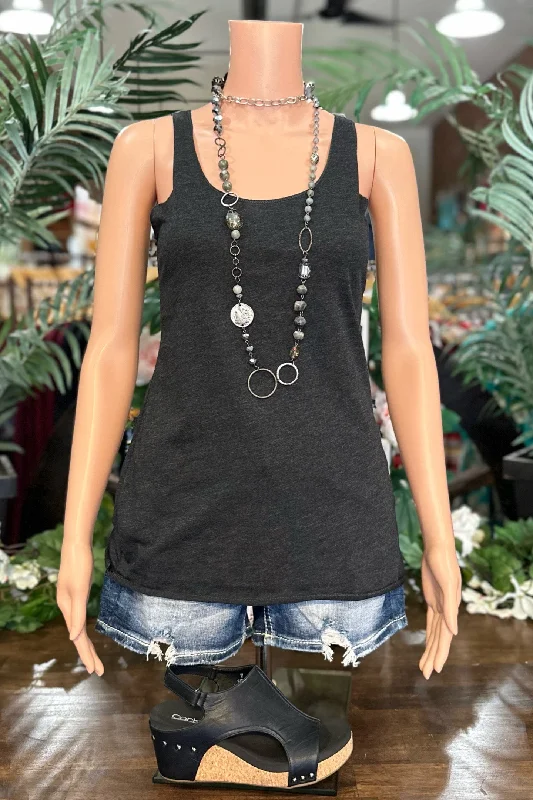 BEST EVER Racerback Tank - Vintage Black cropped tank top