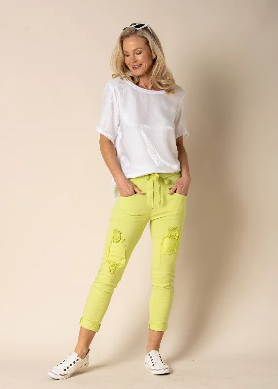 Yumi Pants in Lime Splice Casual Track Pants