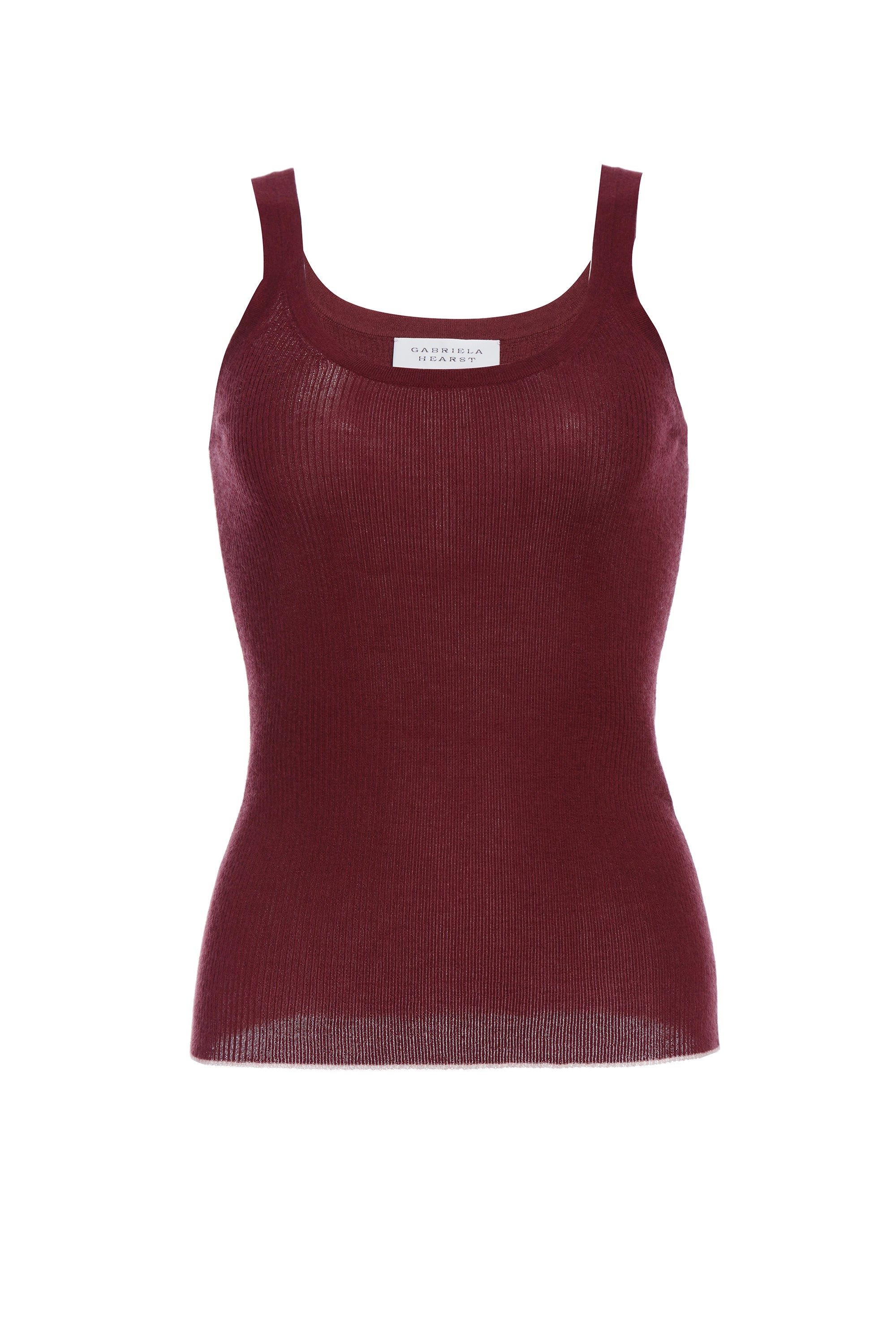 Arya Knit Tank Top in Bordeaux Cashmere Silk crew neck tank